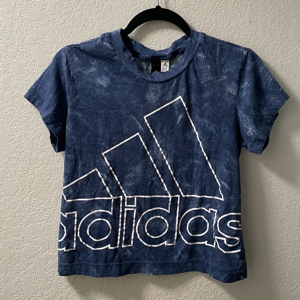adidas Navy Blue White Logo Crop Top